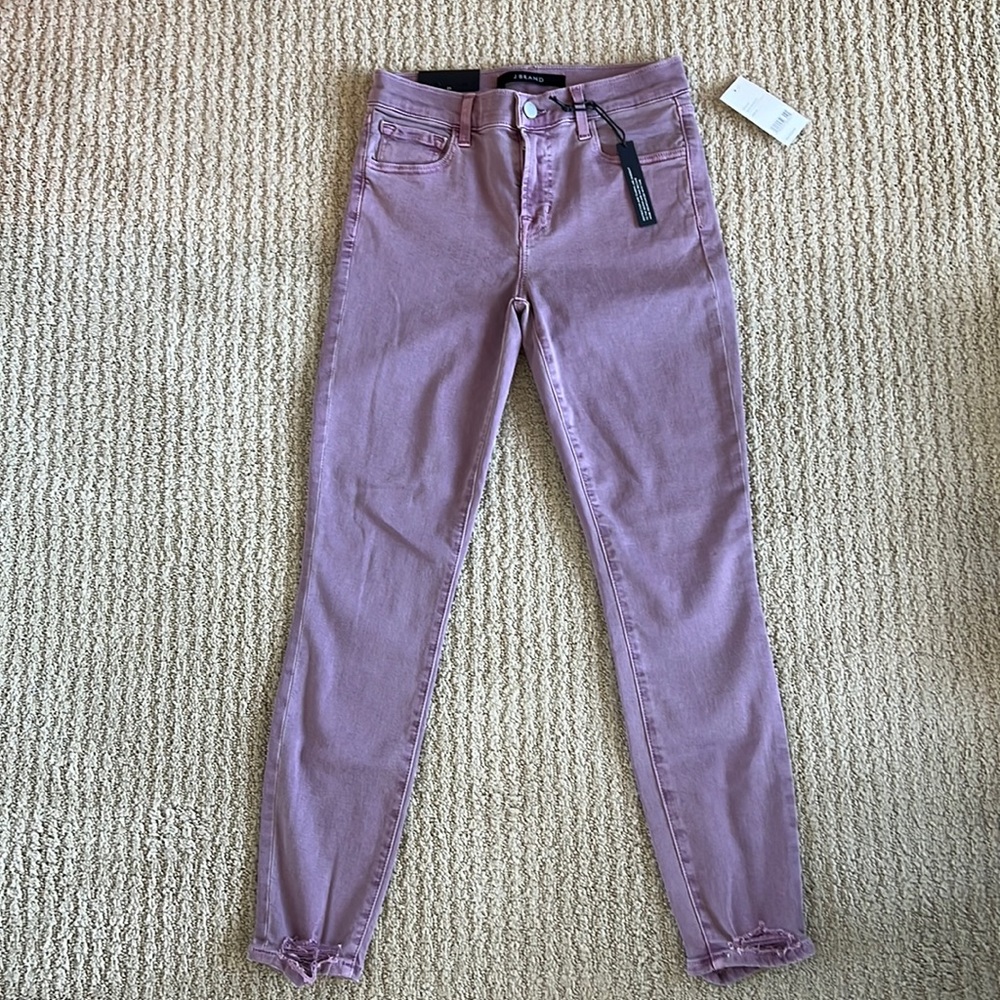 J Brand mid rise crop skinny lilac jeans